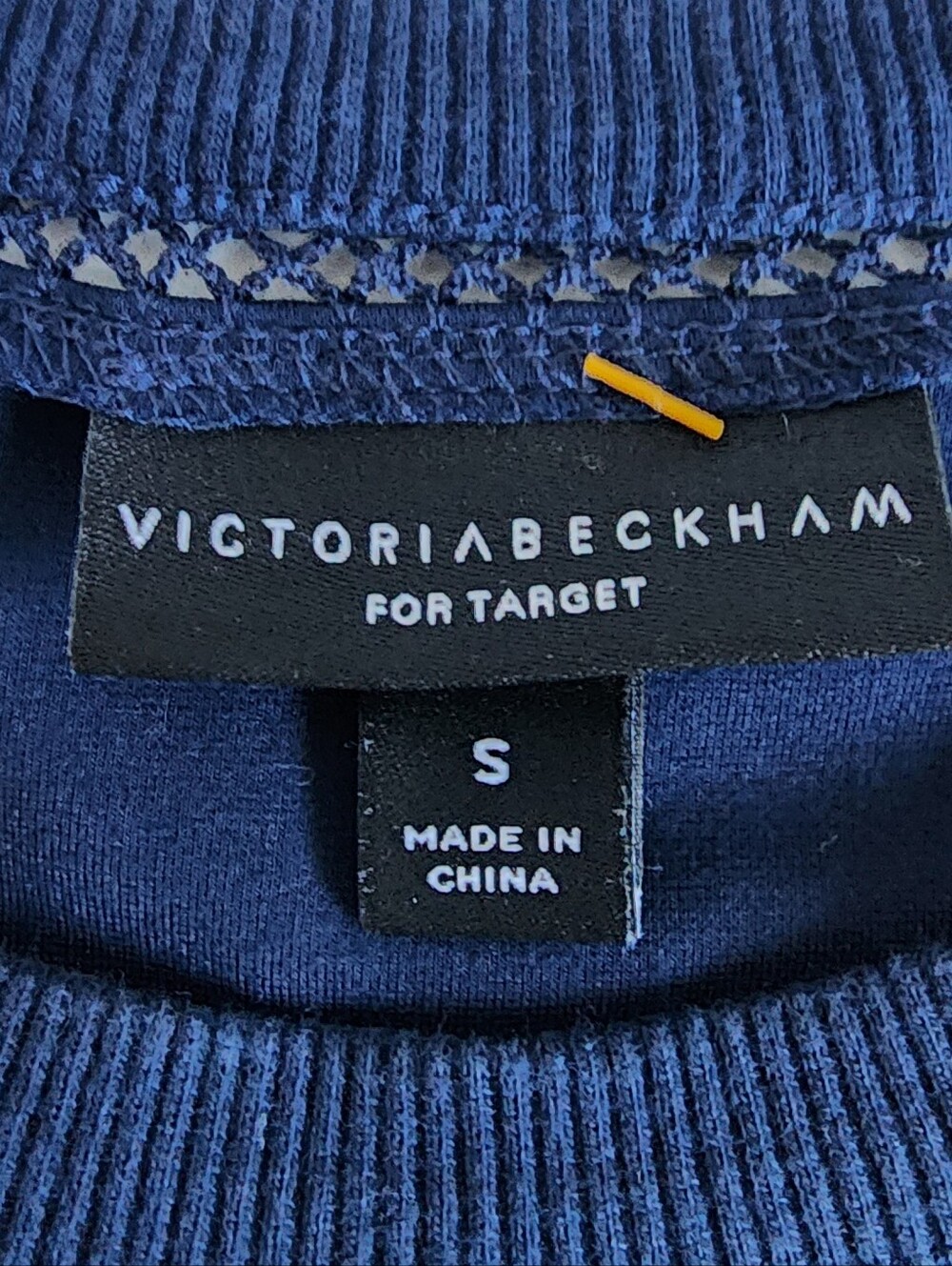 Victoria Beckham for Target Deep Navy Ribbed Crewneck Sweatshirt - Picture 2 of 3